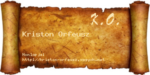 Kriston Orfeusz névjegykártya